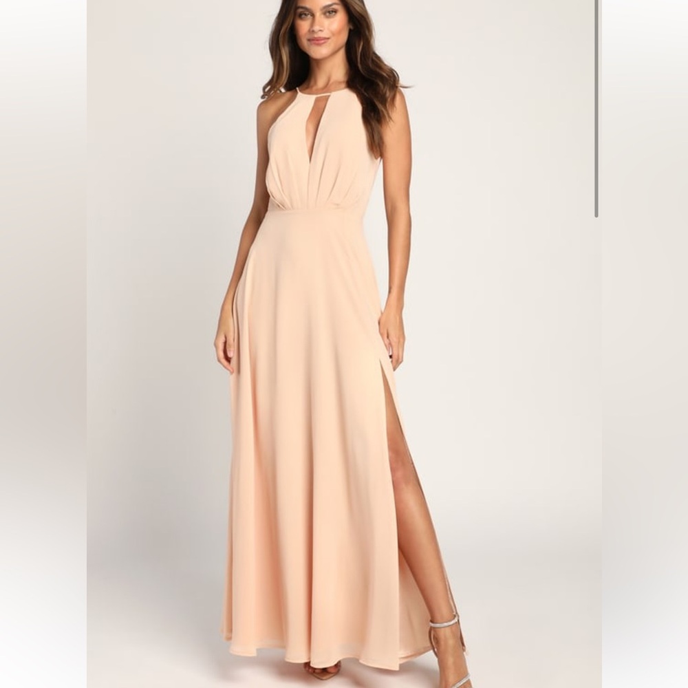 Lulu’s champagne maxi formal dress